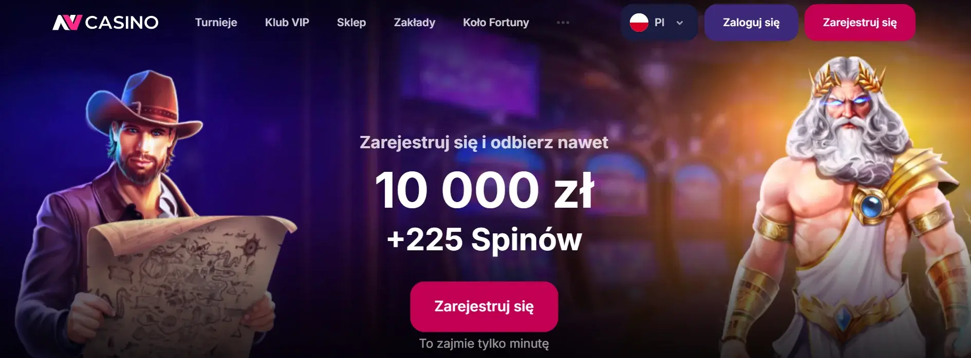 Zrzut ekranu strony głównej NV Casino